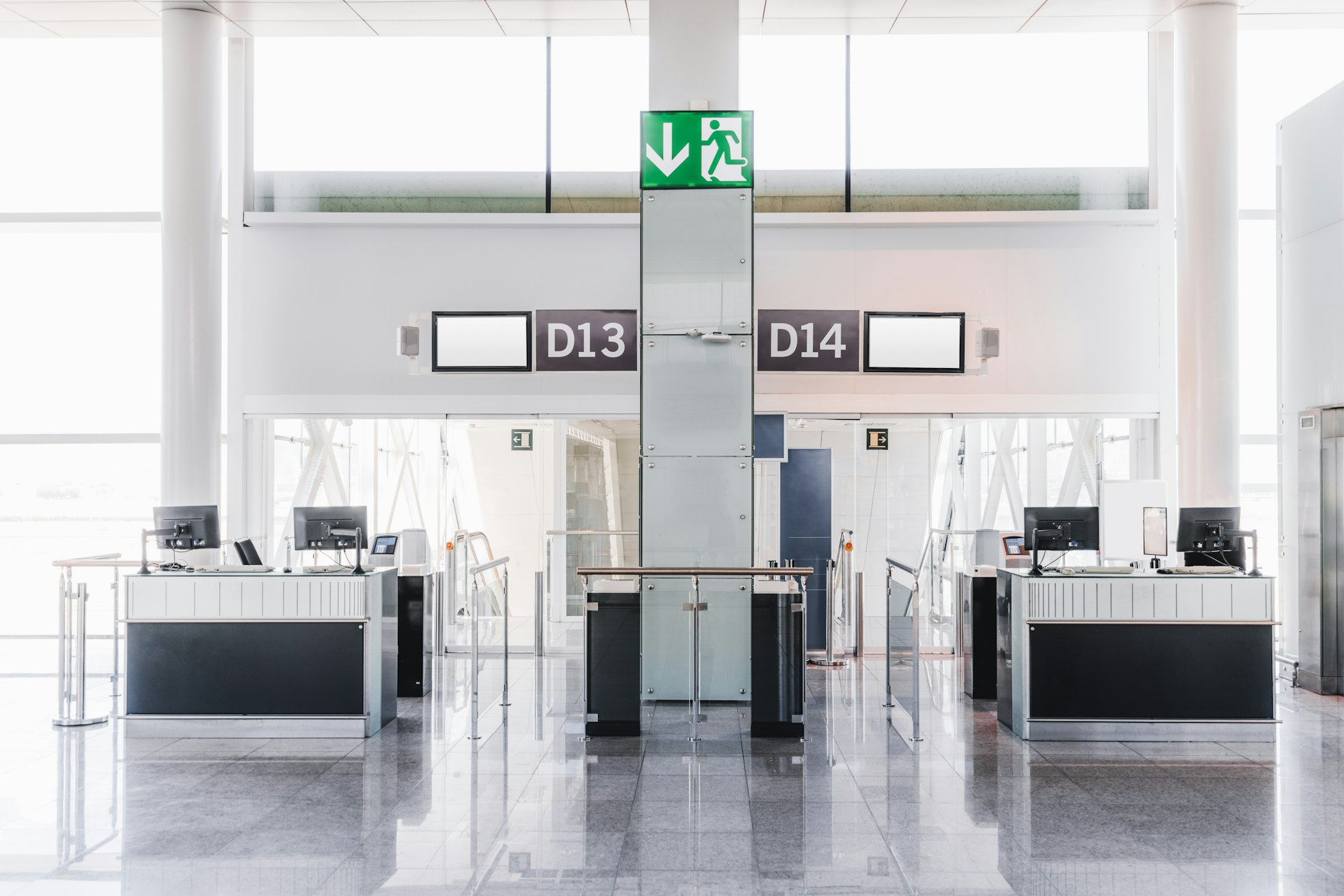 Interior of airport gates area
