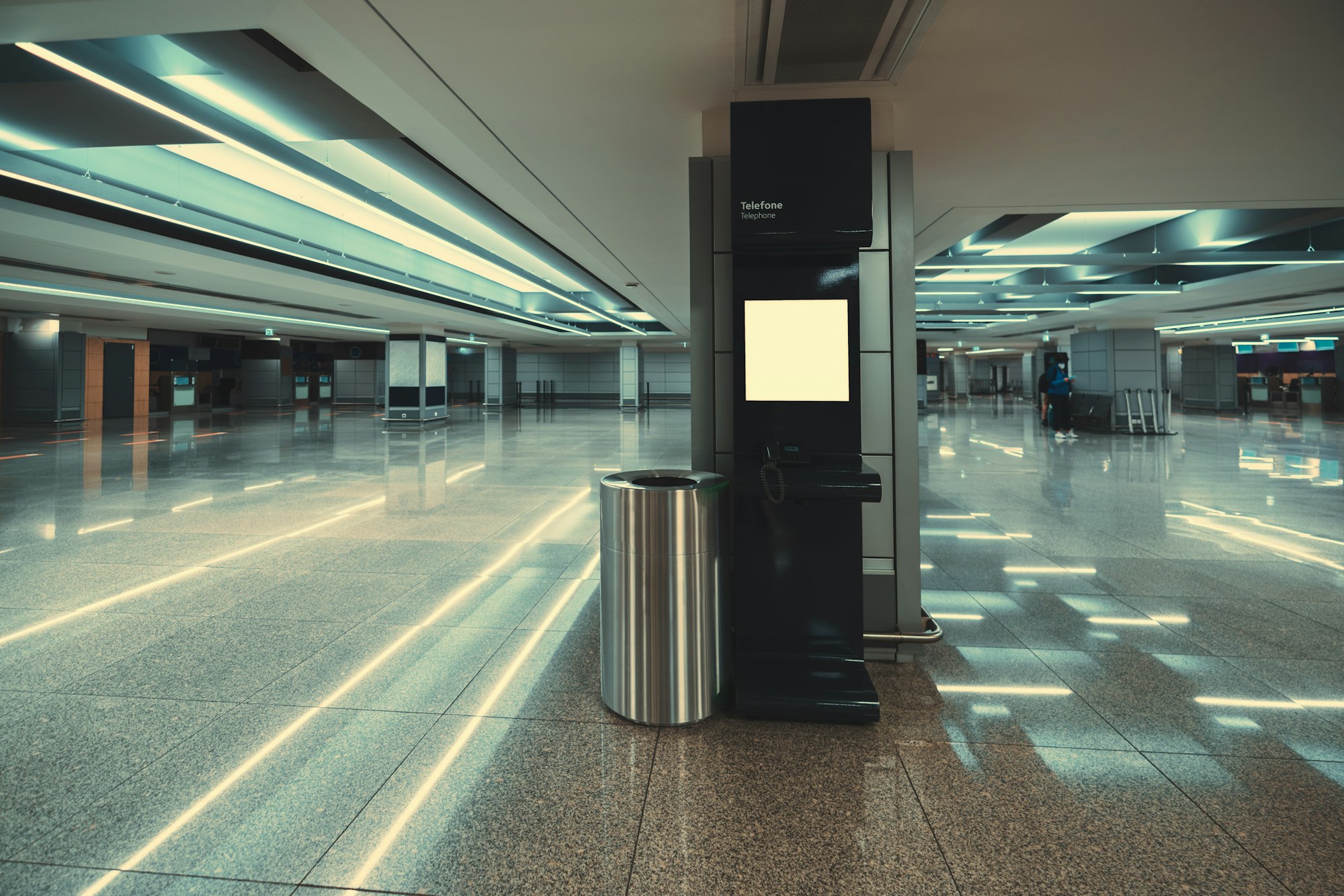 Pay station inside of airport hall